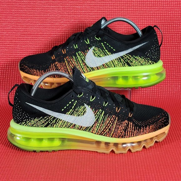 Nike Other - Nike Flyknit Max 'Black Atomic Orange Volt' Athletic Shoes - Size 7.5 620469-018